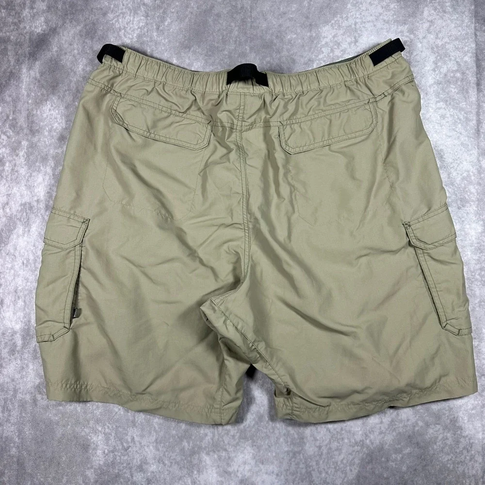 REI Sahara Cargo Shorts Mens XXL Khaki Tan Nylon Belted Hiking Outdoor UPF 50